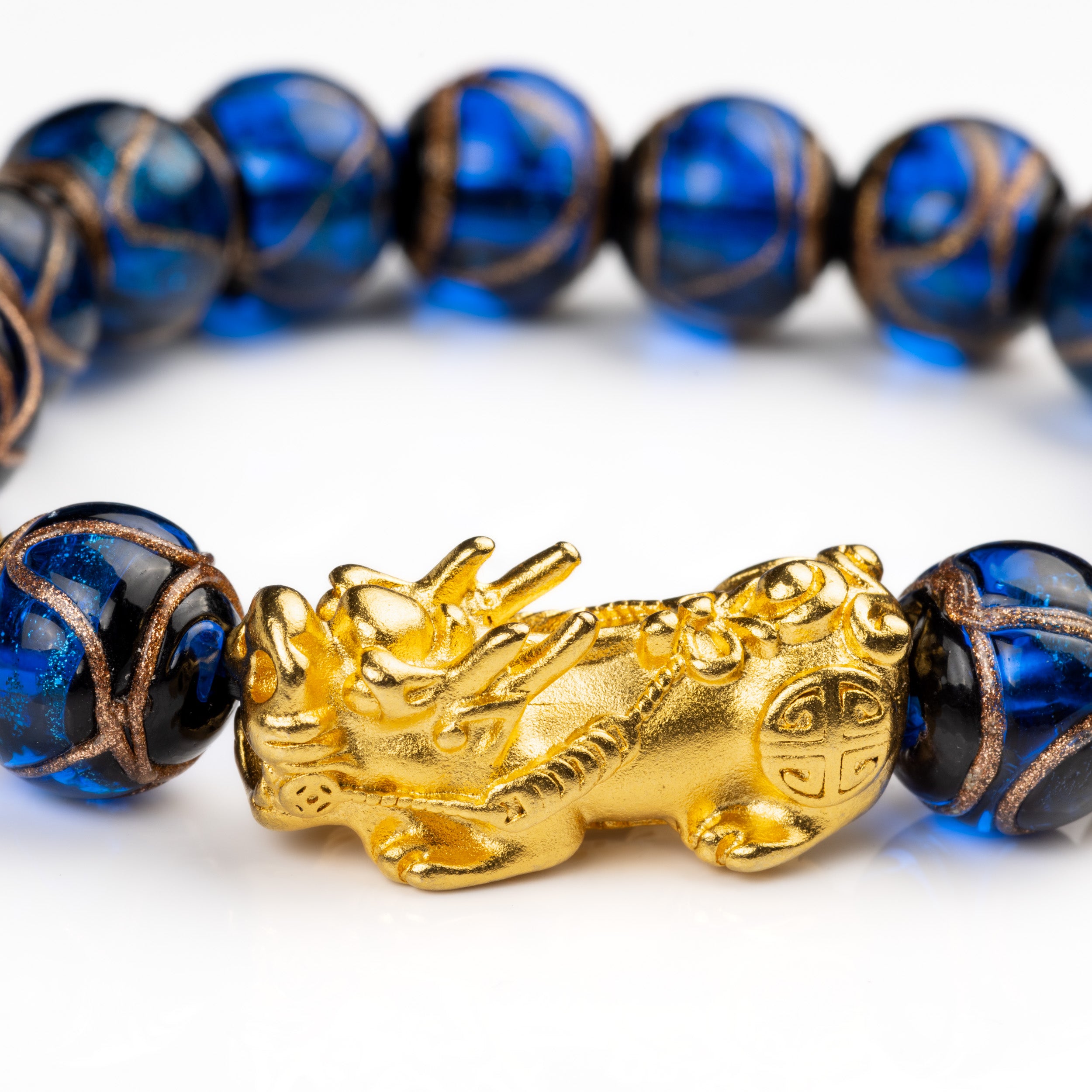 Blue Glaze Incense Pi Xiu Bracelet - Modesty, Tranquility, Wealth
