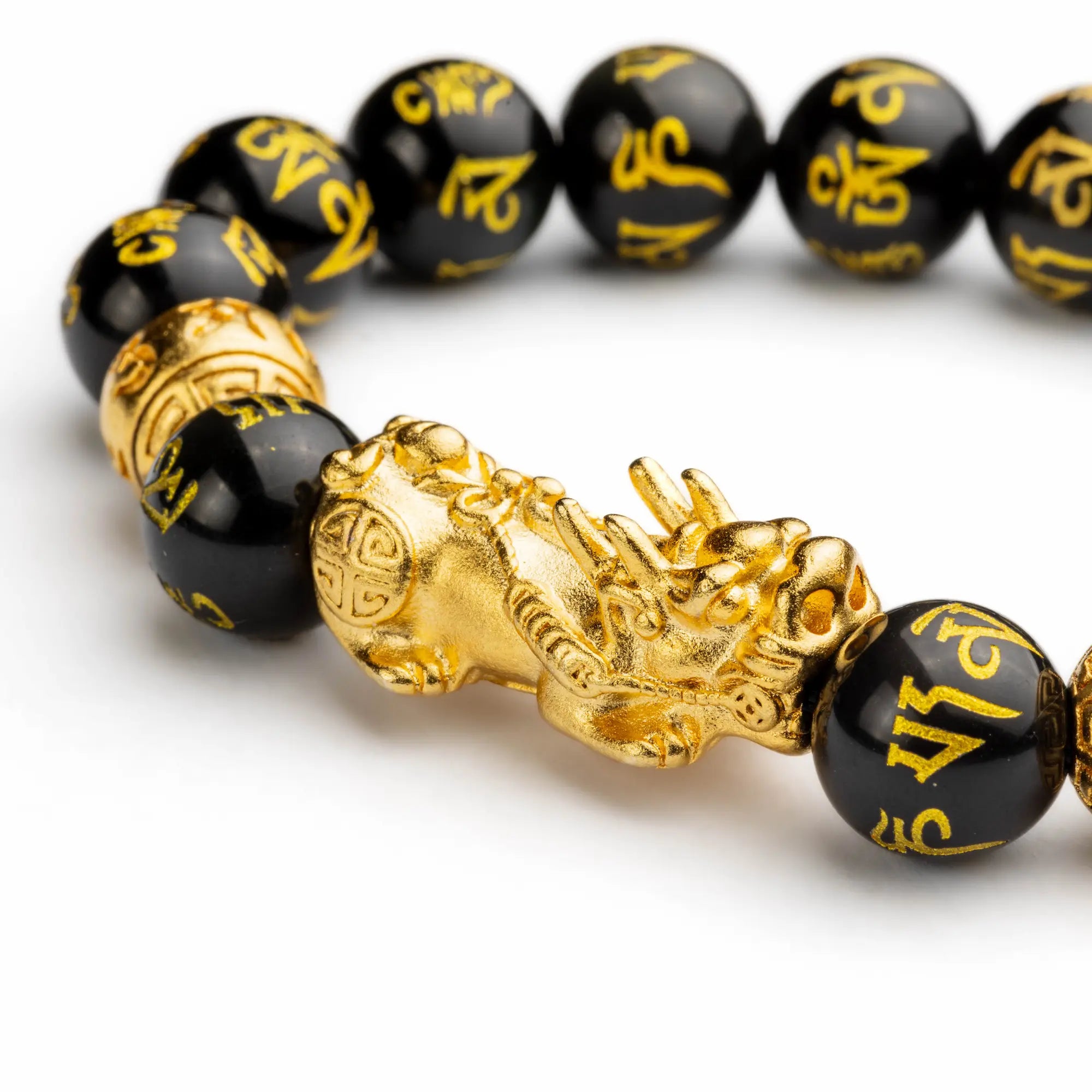 Buy Plus Value Feng Shui Black Obsidian Pixiu Wealth Bracelet for Reiki &  Chakra Crystals Healing (10mm Beads Size, Jute Bag) at Amazon.in