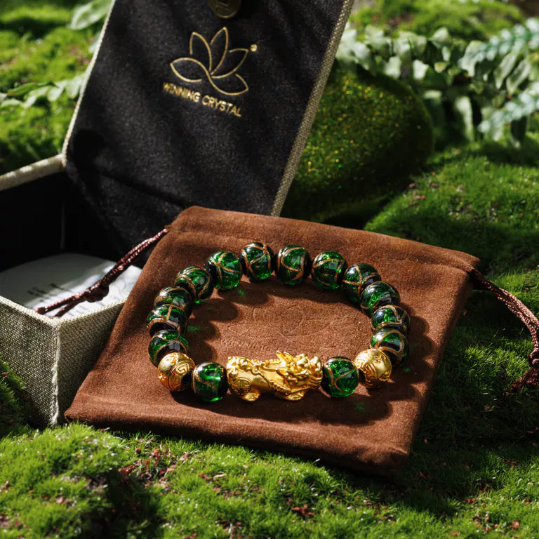 Green Glaze Incense Pi Xiu Bracelet - Vitality, Tranquility, Wealth