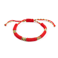 Tantra-Vajra-Knoten-Armband mit roter Schnur – Glück, Stärke 
