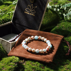Sky Blue Brown Soapstone Bracelet - Elegant Tranquility