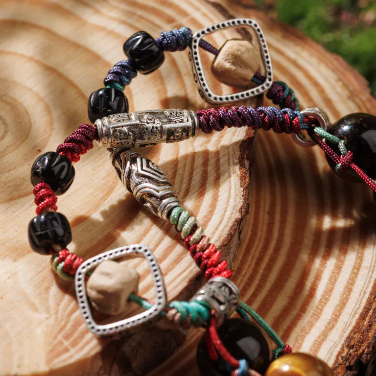 Tibetan Bracelet Fortune Silver Beads Tagua Amulet Tiger Eye