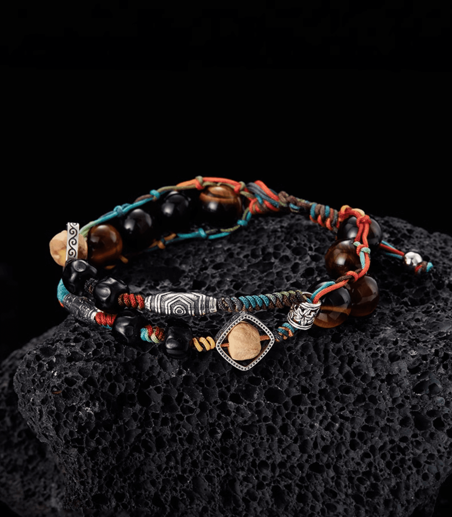 Tibetan Bracelet Fortune Silver Beads Tagua Amulet Tiger Eye