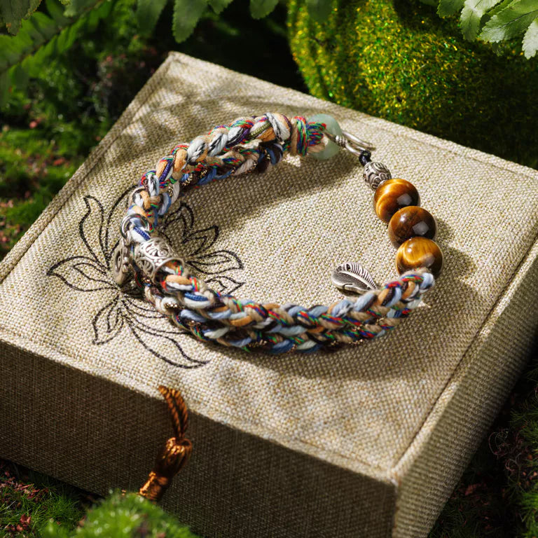 Tibetan Handmade Bracelet for Fortune Tiger Eye Jade Accessory Cord