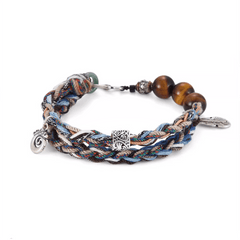 Tibetisches handgefertigtes Armband für Glück, Tigerauge, Jade-Zubehör, Kordel