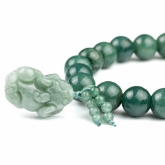Green Jade Bracelet with Pixiu - Invite Wealth & Calming Energies - WinningCrystal 