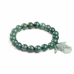 Green Jade Bracelet with Pixiu - Invite Wealth & Calming Energies - WinningCrystal 