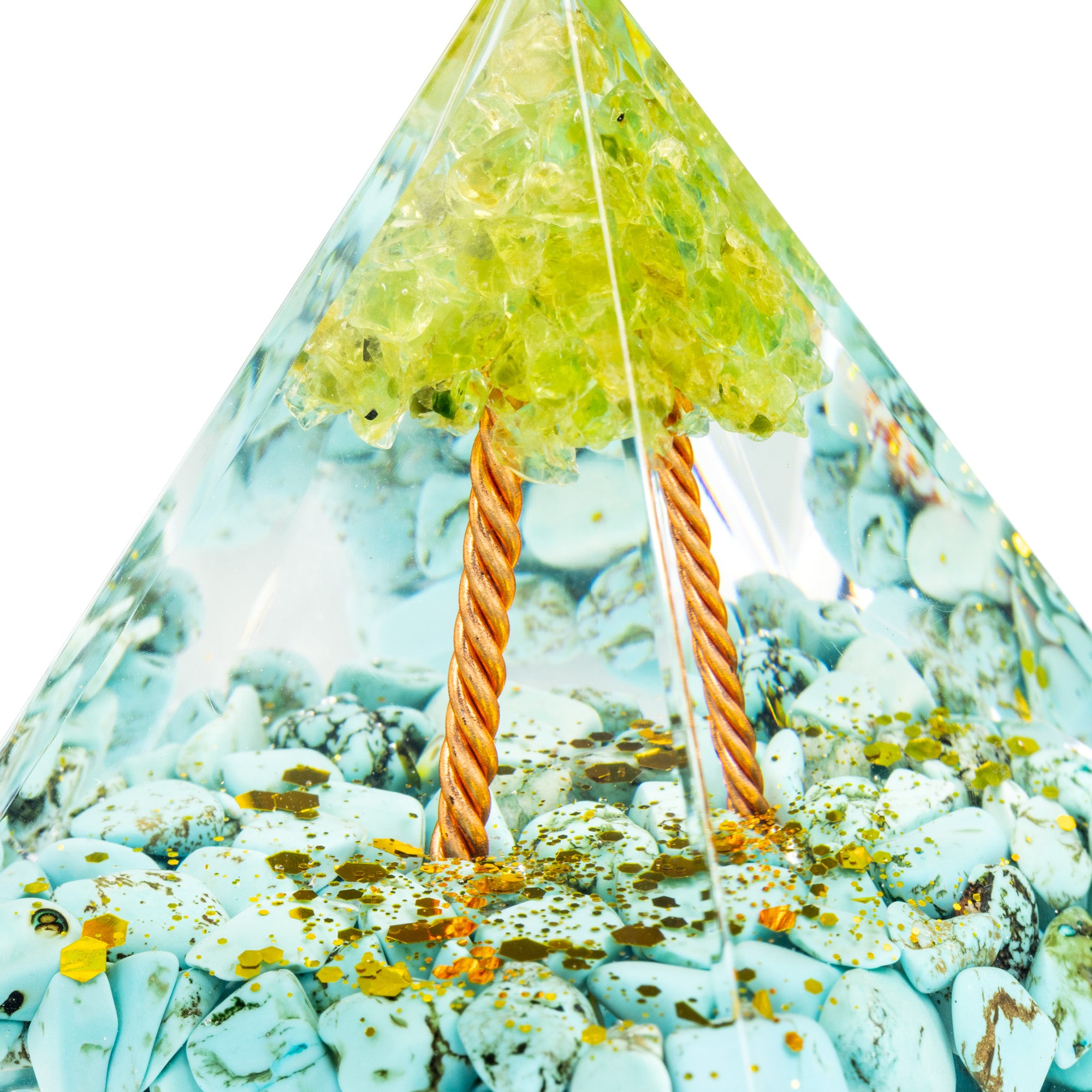 Pirámide de Orgón Árbol de la Vida de Orgonita Turquesa - Armonía Espiritual