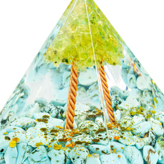 Turquoise Orgonite Life Tree Orgon Pyramid - Spiritual Harmony