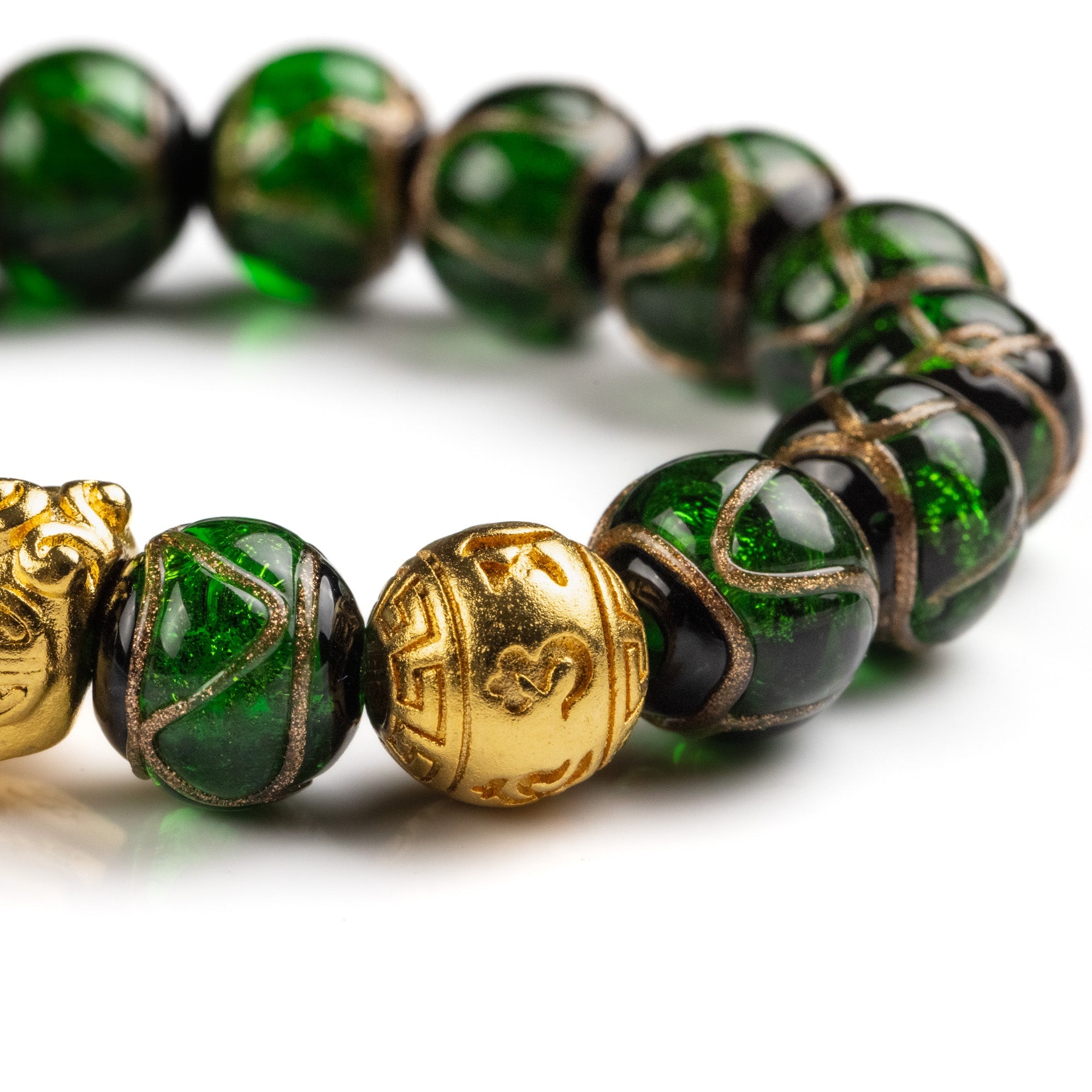 Grünes Glasur-Weihrauch-Pi-Xiu-Armband – Vitalität, Ruhe, Reichtum